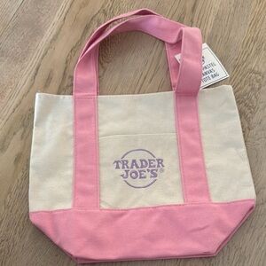 Pink and Cream Canvas Tote Bag